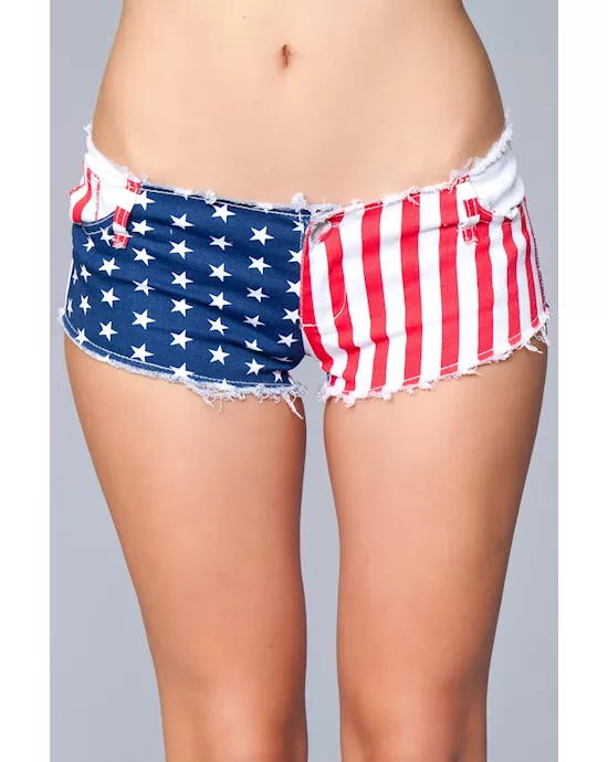 SexyAmericanUSFlagMiniShortsJeans