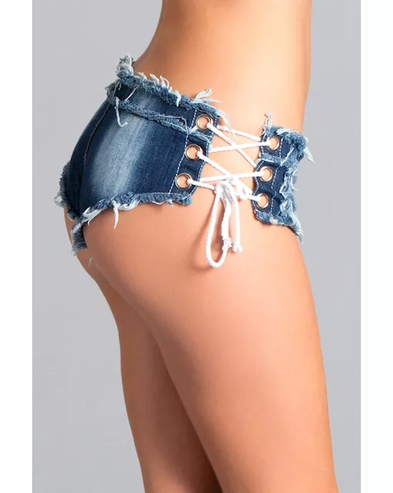 String Attached Mini Hot Pants