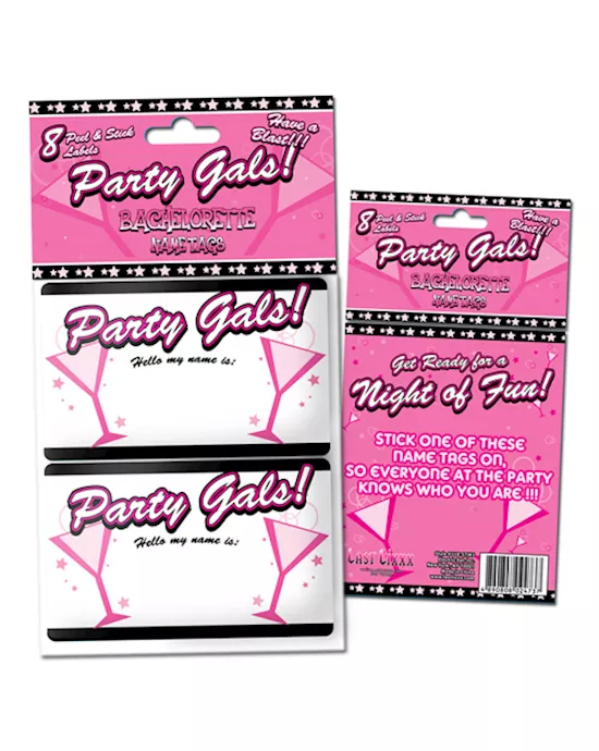 8PartyGalsNameTagStickers