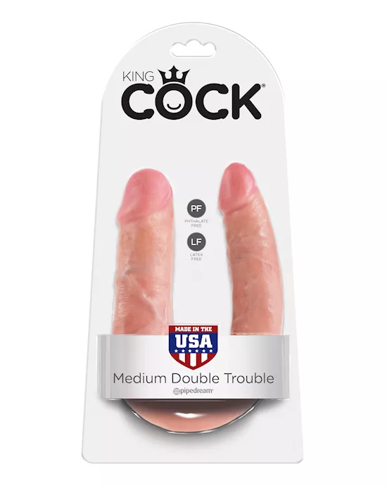 King Cock U-shaped Medium Double Trouble Dildo
