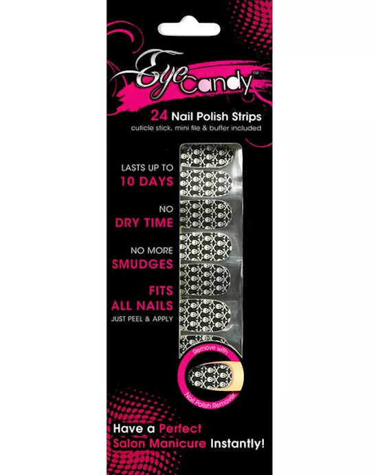 BlackWhiteSkullsNailFoil