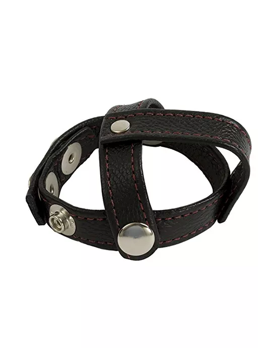 Reds  Leather 3 Piece Cock & Ball Divider /red