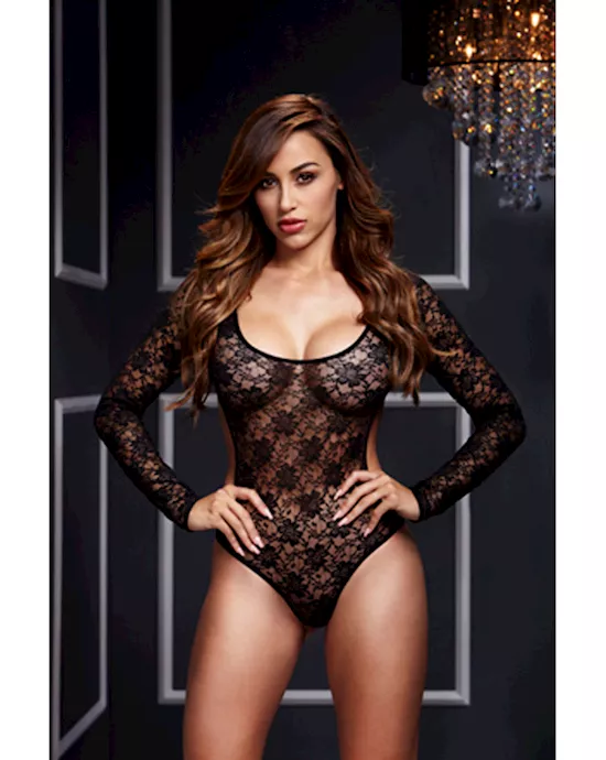 BlackLacyBodysuitBackCutout1Pc