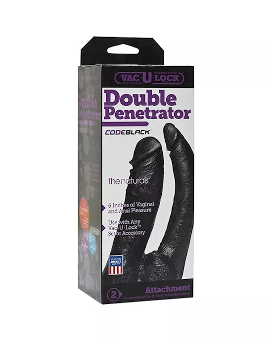 Vac-u-lock Codeblack - 6 Inch Double Penetrator