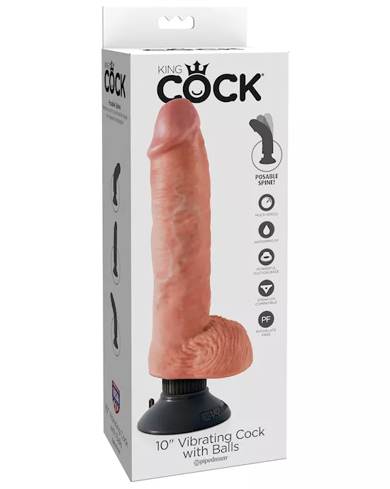 KingCock10inVibratingCockwithBallsFlesh