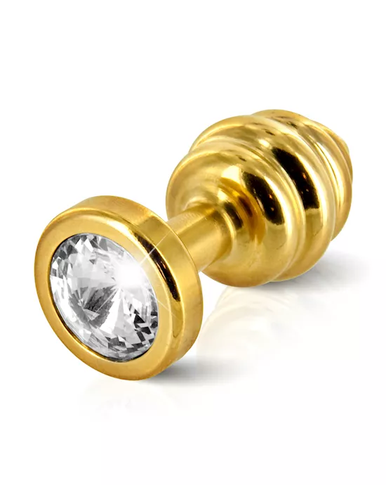 Diogol-AnoButtPlugRibbedGoldPlated30mm