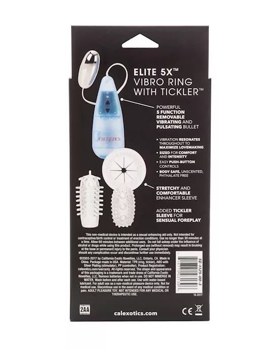 Elite 5x 5 Function Vibro-ring Plus Tickler