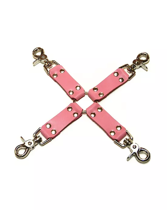 KinkLabPinkBoundLeatherHogTie