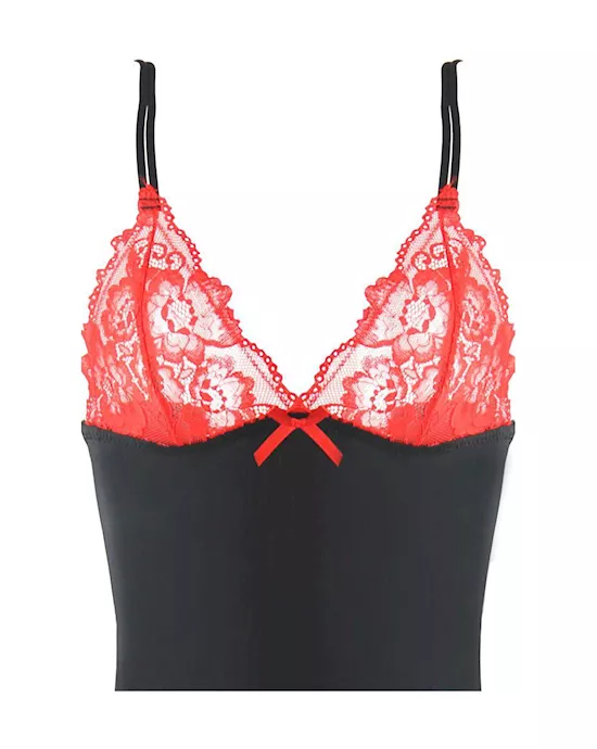 Two Piece Lace Chemise G-string Set With Garter