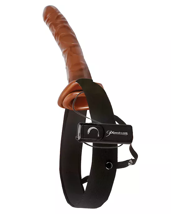 Ff 10 Inch Cholocate Dream Vibrating Hollow Strap On