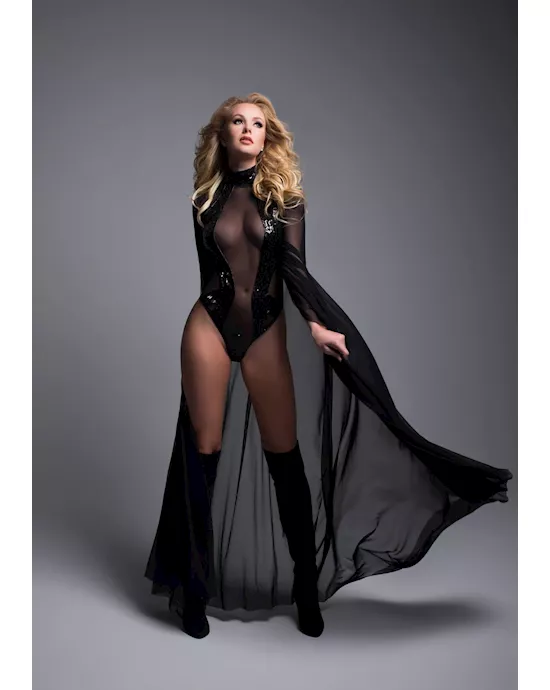 Adore Coco Sequin And Sheer High Neck Body Suit