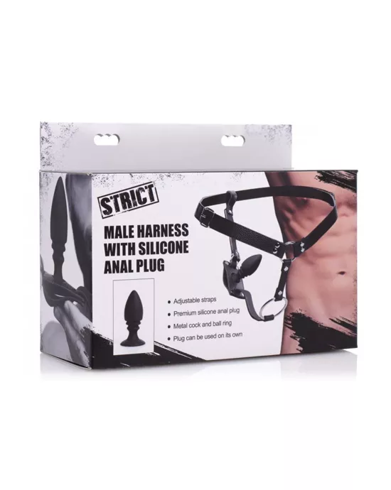 Male Harness With Silicone Butt Plug