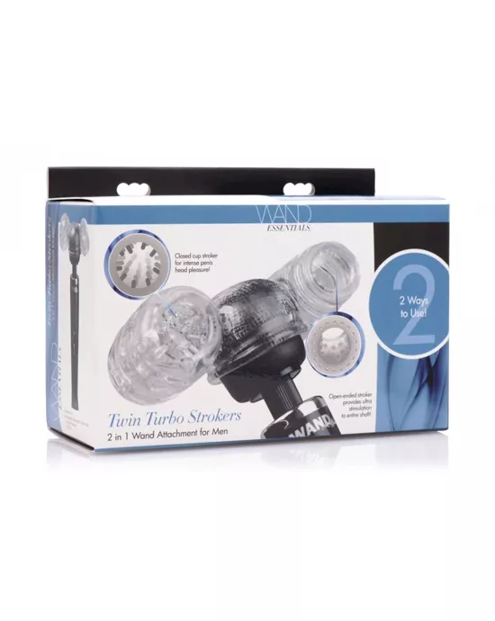 Twin Turbo Strokers 2 In 1 Wand Attachment For Men