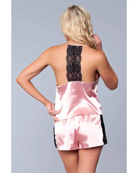 Two-piece Relaxed Fit Satin Cami And Short Set - 3x/4x