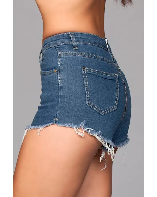 Looped In Distressed Denim Shorts
