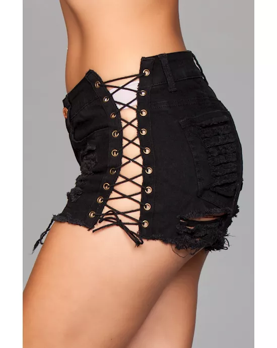 Looped In Distressed Denim Shorts