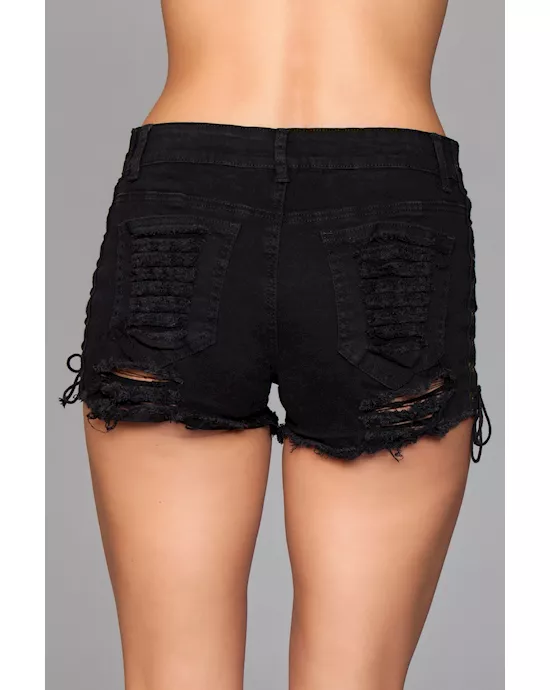 Looped In Distressed Denim Shorts