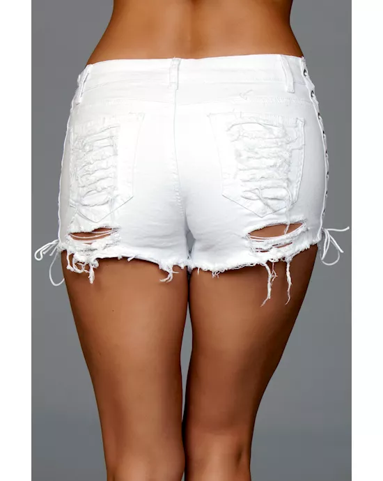 Looped In Distressed Denim Shorts
