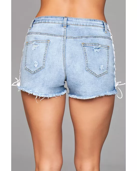 Looped In Distressed Denim Shorts