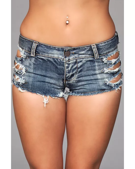 Shredded Denim Shorts