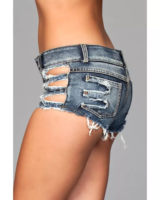 Shredded Denim Shorts