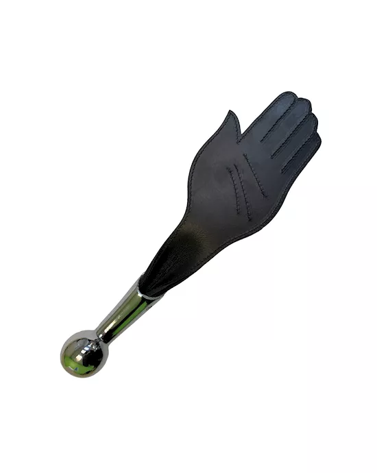 Bound X Leather Hand Paddle With Metal Ball Handle