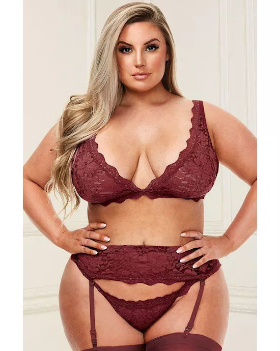 3pcLaceBraGarterSkirtG-StringSet