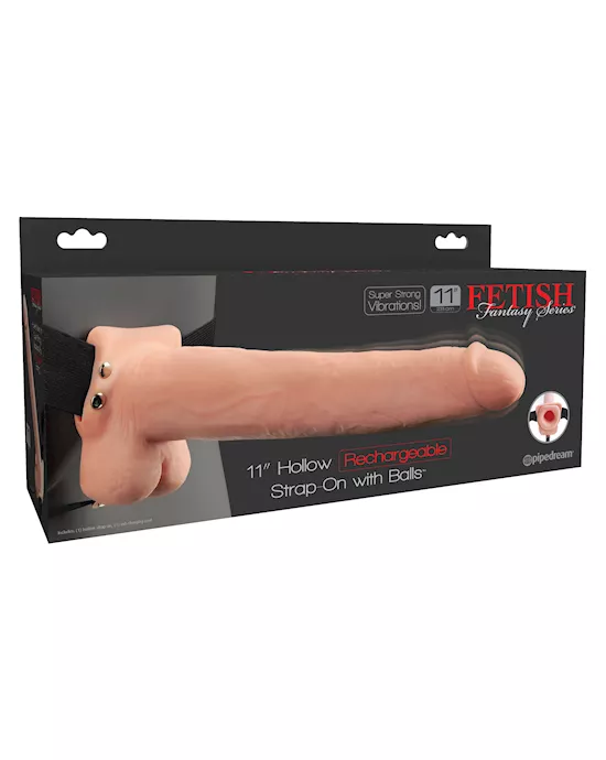 Fetish Fantasy 11 Inch Hollow Rechargeable Strap-on With Balls