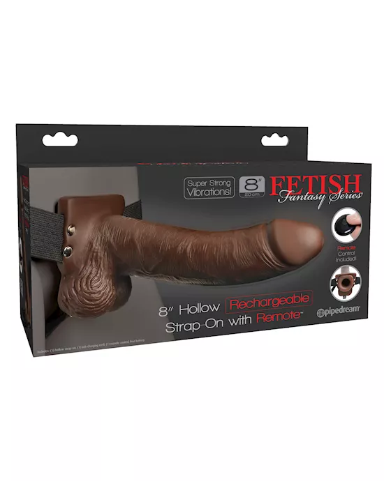 Fetish Fantasy 8 Inch Hollow Rechargeable Strap-on Remote