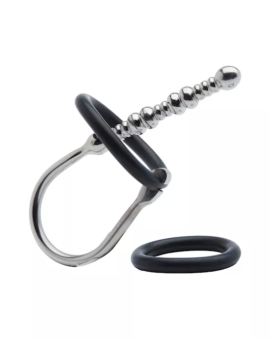 Kink-StainlessSteelwithSiliconeRingTwistedPenisPlug109mmx8mmWeight33g