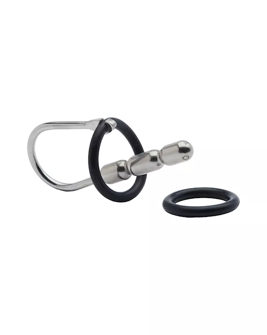 Kink-StainlessSteelwithSiliconeRingBeadPenisPlug93mmx10mmWeight44g