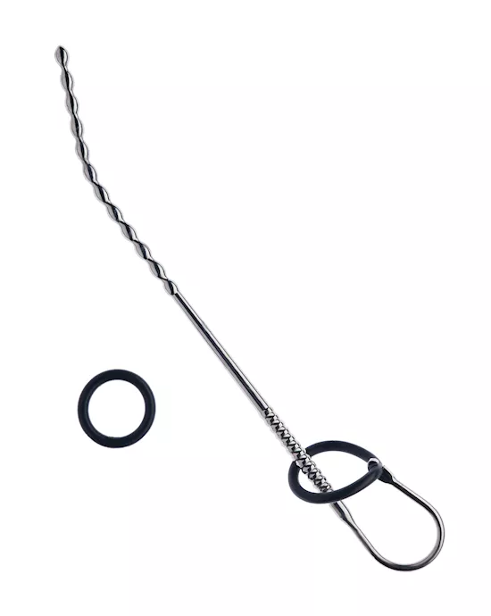 Kink-StainlessSteelballsPenisPlugwithSiliconeRing270mmx8mmWeight70g