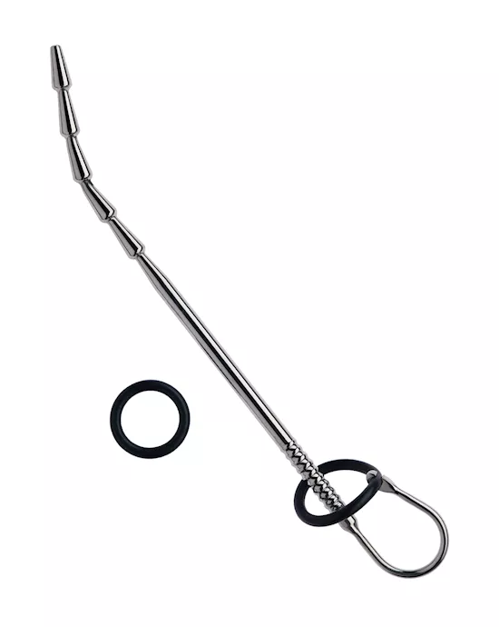 Kink-StainlessSteelbeadedPenisPlugwithSiliconeRing275mmx9mmWeight104g