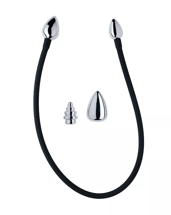 Kink-StainlessSteelandSiliconeAnalHookwith4Balls27273441mm