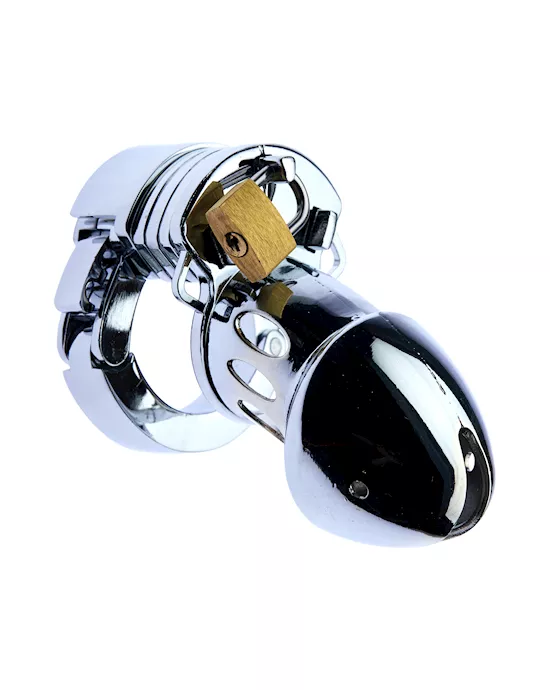 Kink-ThickBandSilverAlloyChastityCagewithPadlock37mmWeight360g