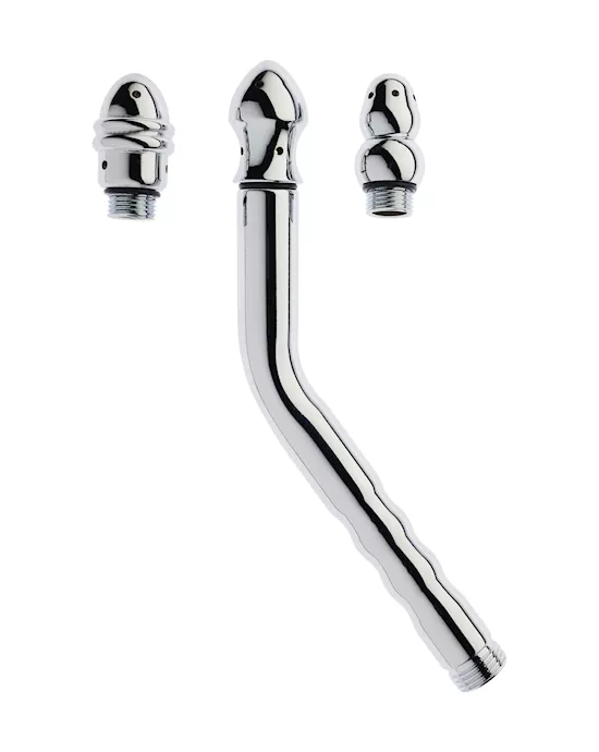 Kink-CurvedStainlessSteelEnemaWandwithremoveableheads210mmx25-28mmWeight126g