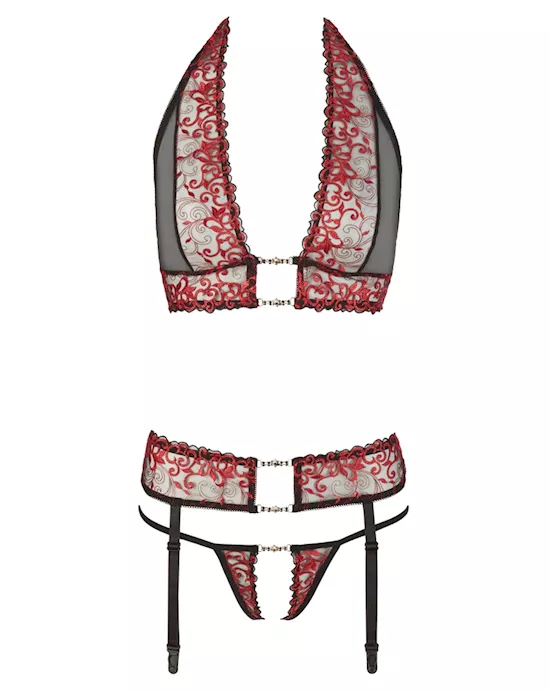 Embroidered Suspender Set