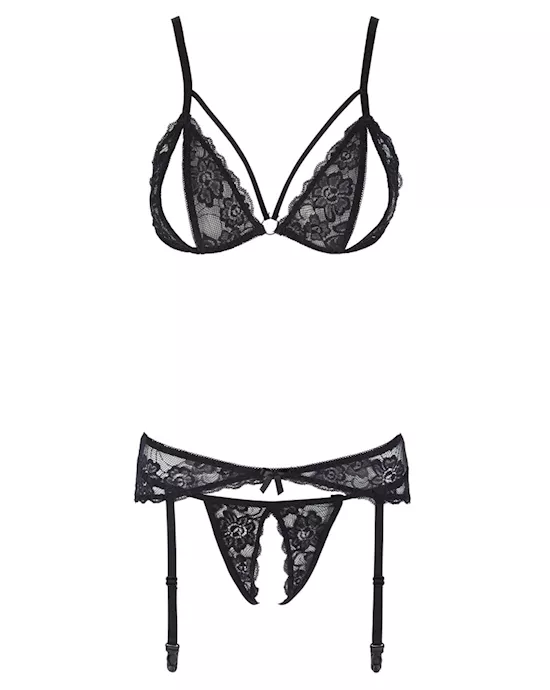 Peek-a-boo Lace Suspender Set