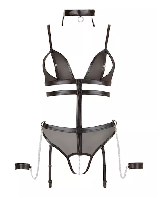 Wetlook Bodysuit With Choker