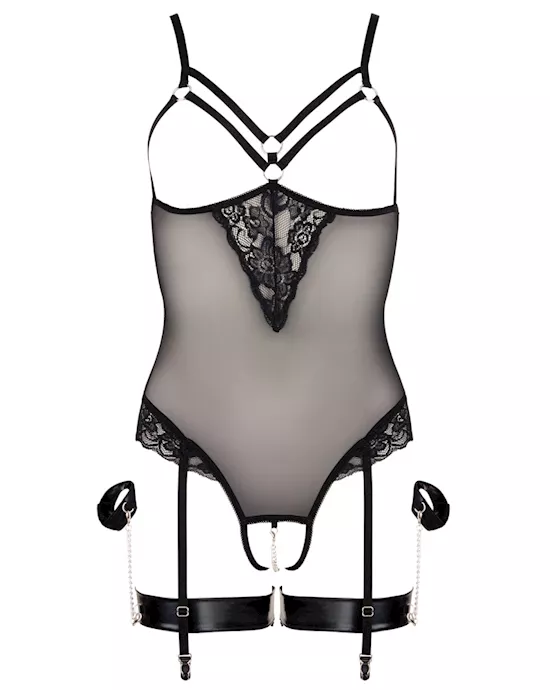 Open Cup Lace Scalloped Bodysuit