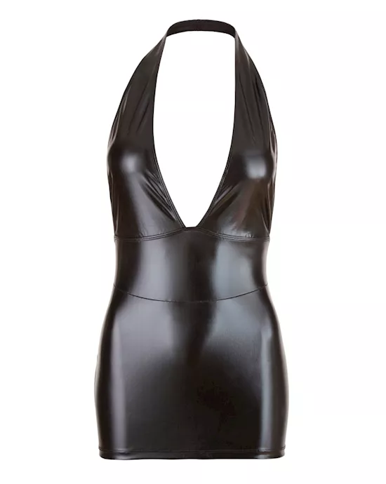 Deep V Wetlook Mini Dress