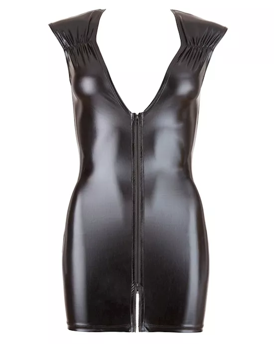 Wetlook Dress With 2-way Zip