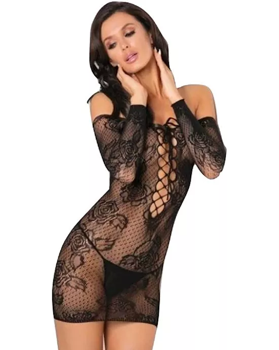 Tie Breaker Long Sleeve Dress Black