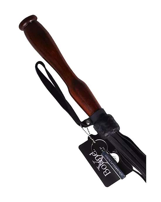 Bound X Nubuck Leather Flogger With Dark Wooden Handle