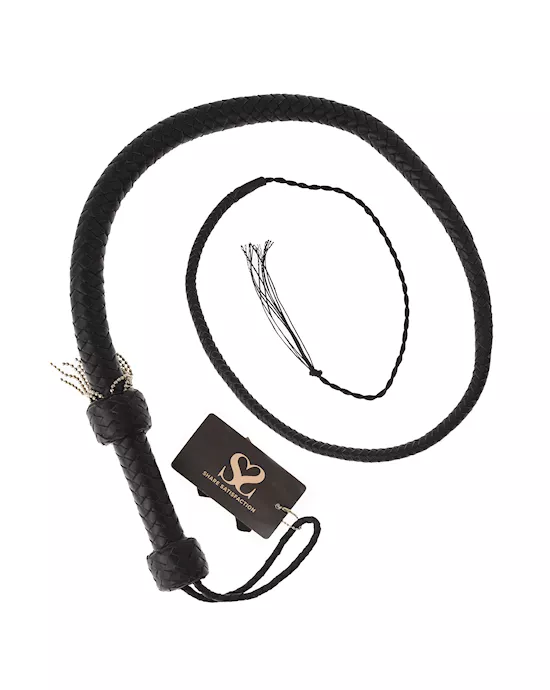 HeavyHandlewithballchainSaddleLeatherWhip