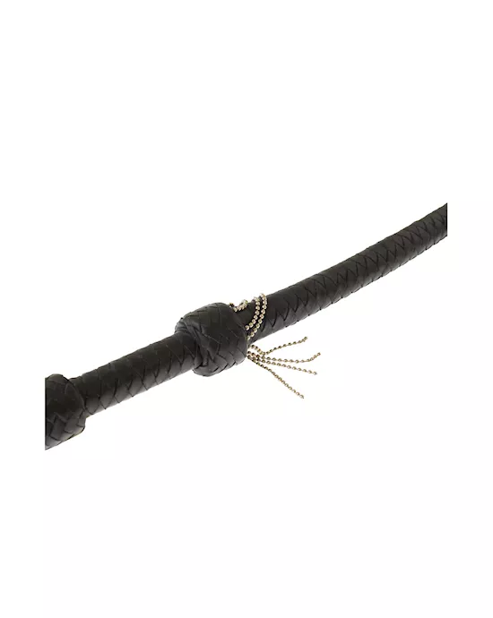 Bound X Leather Tassel Whip With Silver Balls