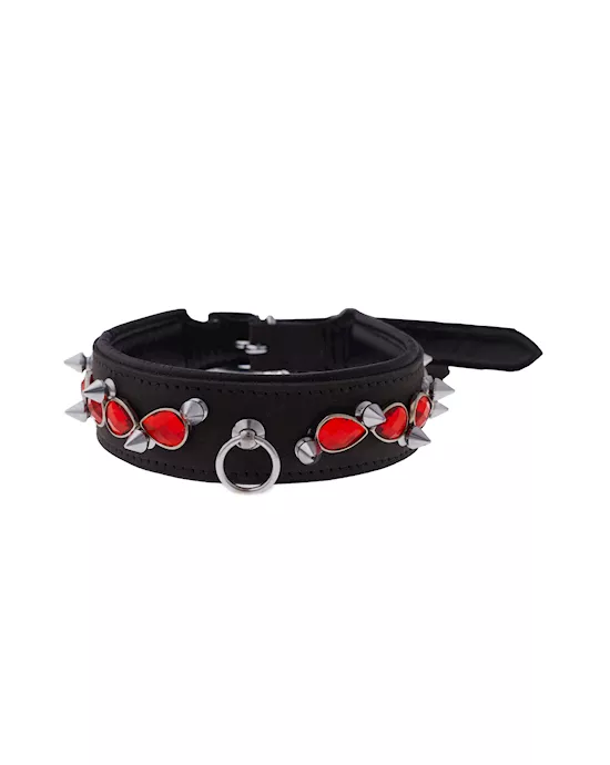 BoundXSpikedCollarWithRedGems