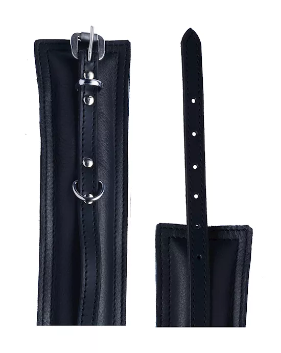 Bound X Padded Cuffs And Collar Set With Thin Strap