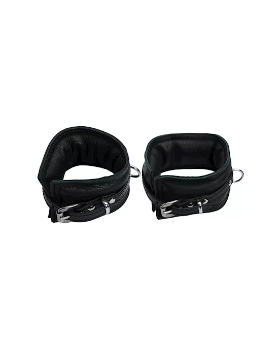 Bound X Padded Cuffs And Collar Set With Thin Strap