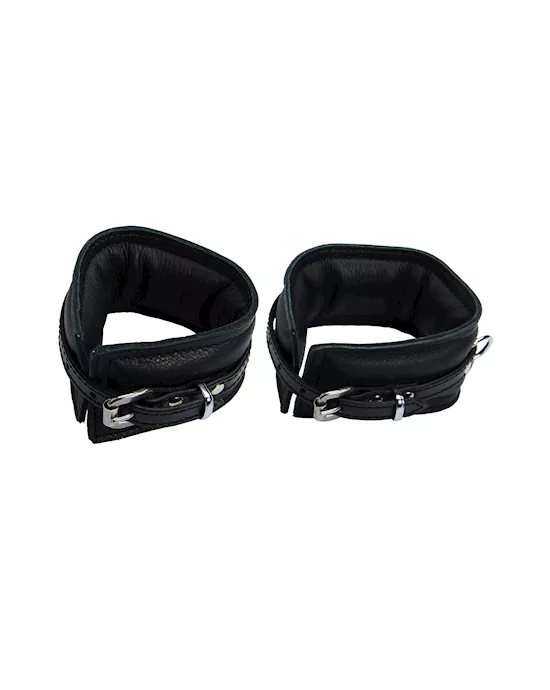 Bound X Padded Cuffs And Collar Set With Thin Strap